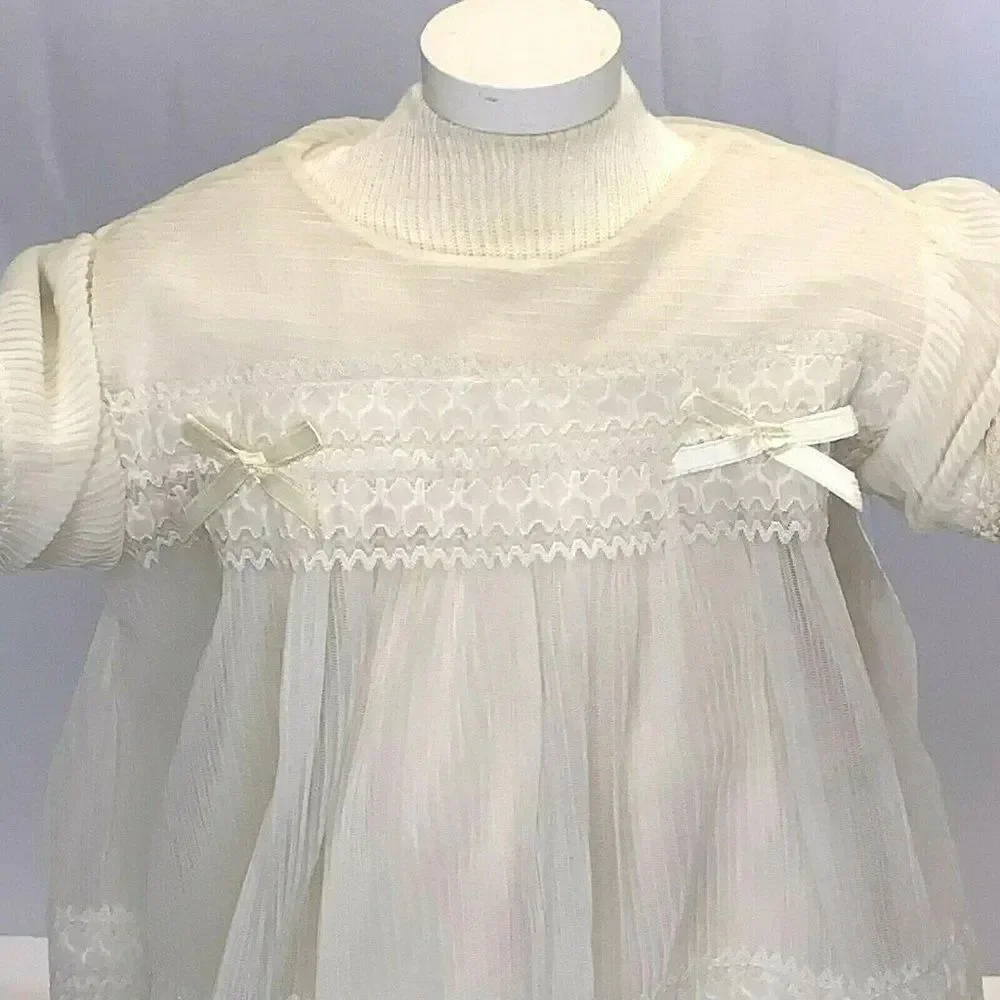Vintage Sheer Infant Christening Dress Slip 12-18m